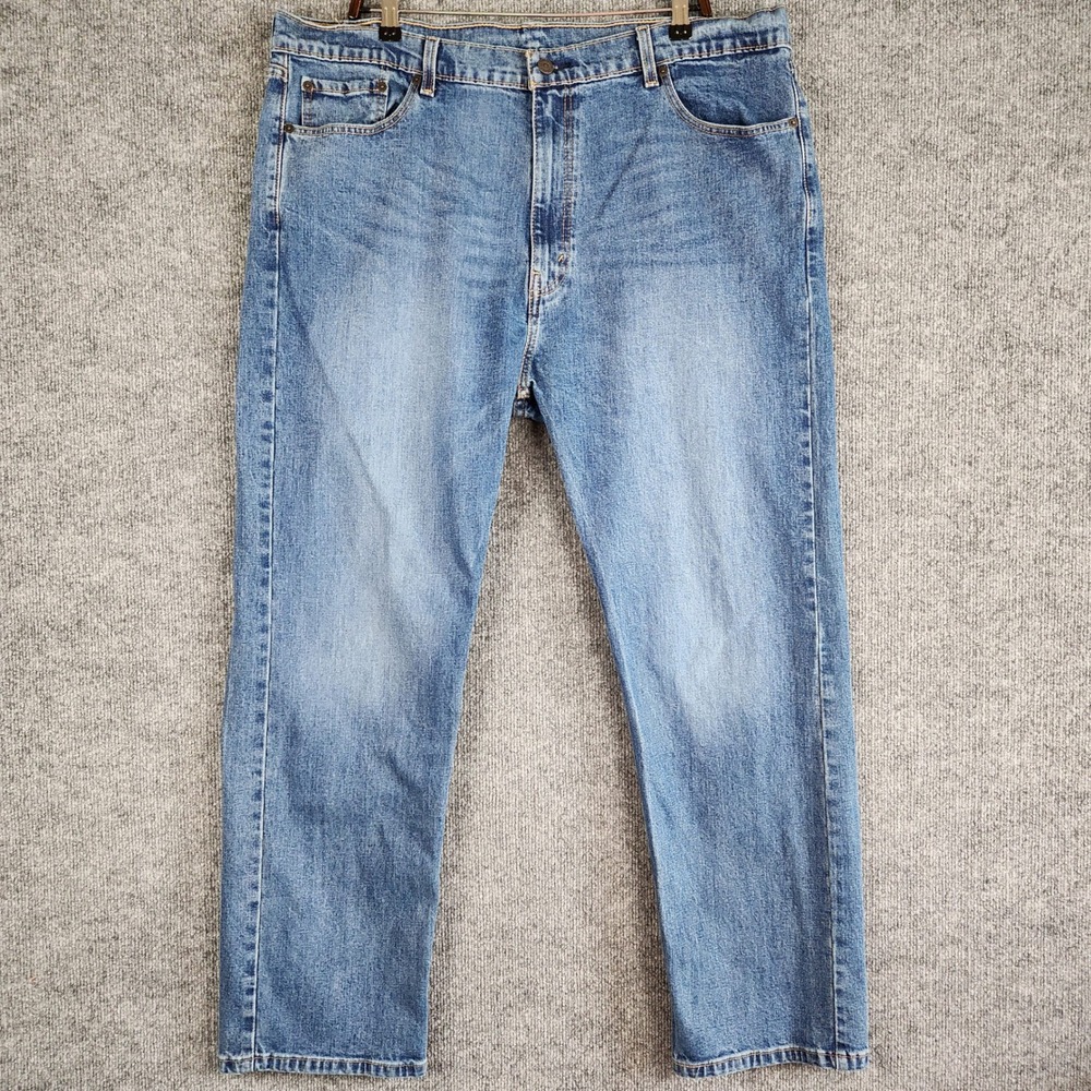Levis 505 Jeans Regular Fit Straight Leg Mens 42x32 Medium Wash Blue